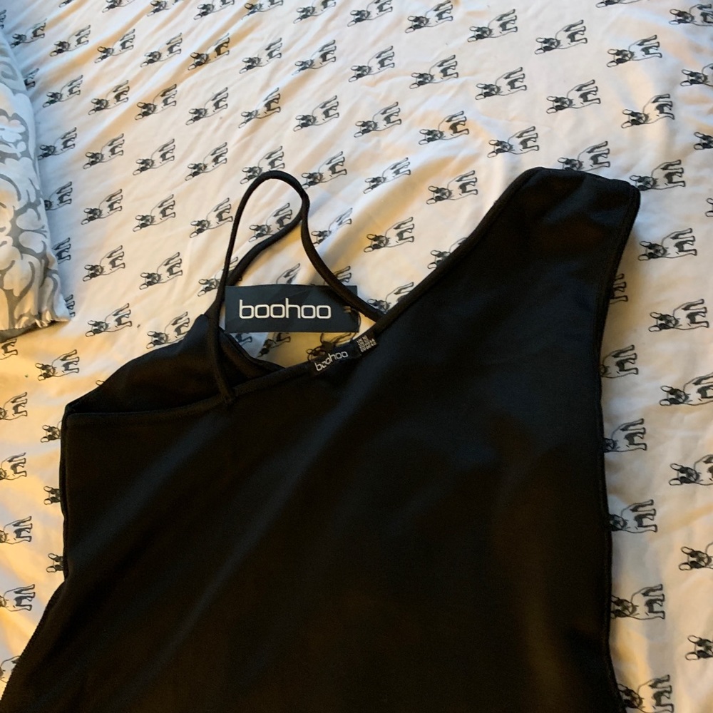 Black strapped mini dress